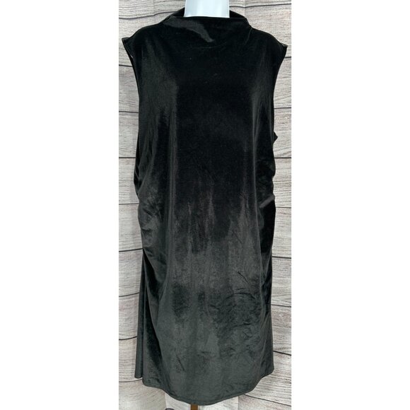 A New Day Women’s Sleeveless Velvet Dress Black Ruched Boat Neck Size XXL - Picture 1 of 5